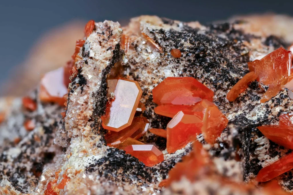 Red Crystals on Rock