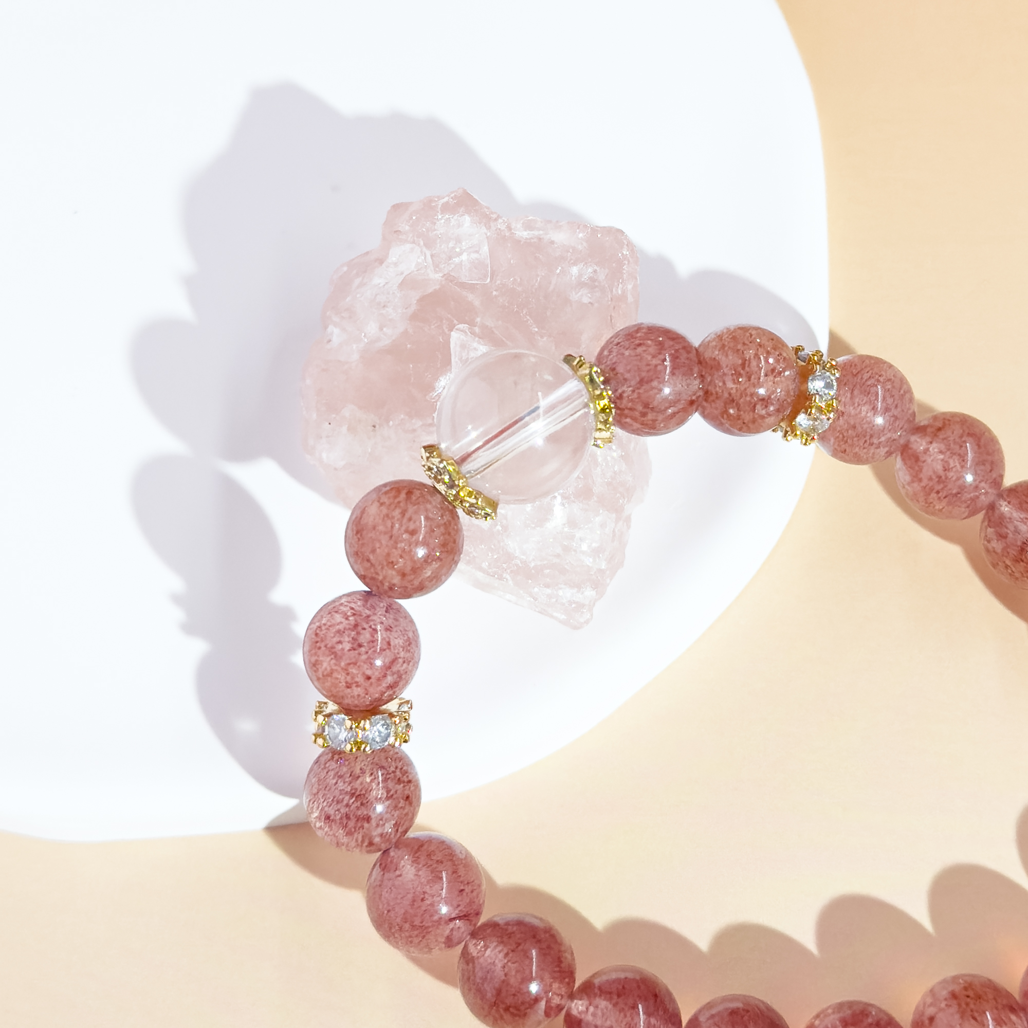 Sweet Radiance | Strawberry & Clear Quartz Bracelet