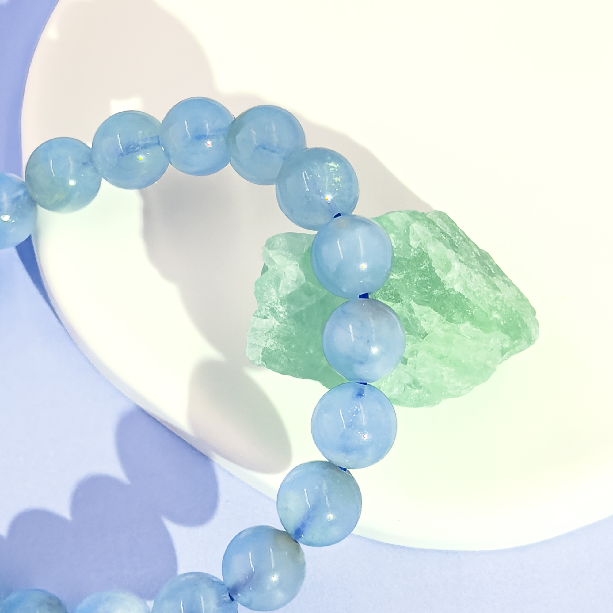 Deep Ocean Phantom Blue Aquamarine Bracelet with Natural Gemstones for Clarity, Courage, and Peaceful Energy