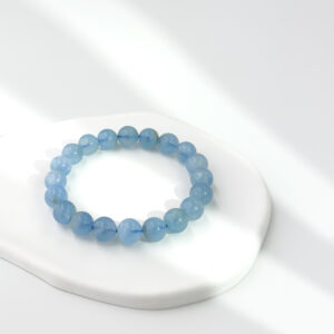 Deep Ocean Phantom Blue Aquamarine Bracelet with Natural Gemstones for Clarity, Courage, and Peaceful Energy