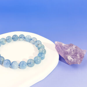 Deep Ocean Phantom Blue Aquamarine Bracelet with Natural Gemstones for Clarity, Courage, and Peaceful Energy