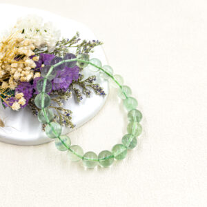 Natural green fluorite bracelet for focus, clarity, and anxiety relief, handmade healing crystal jewelry.