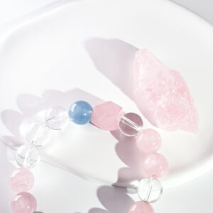 Heart Chakra Bracelet with Rose Quartz and Aquamarine for Love and Emotional Balance