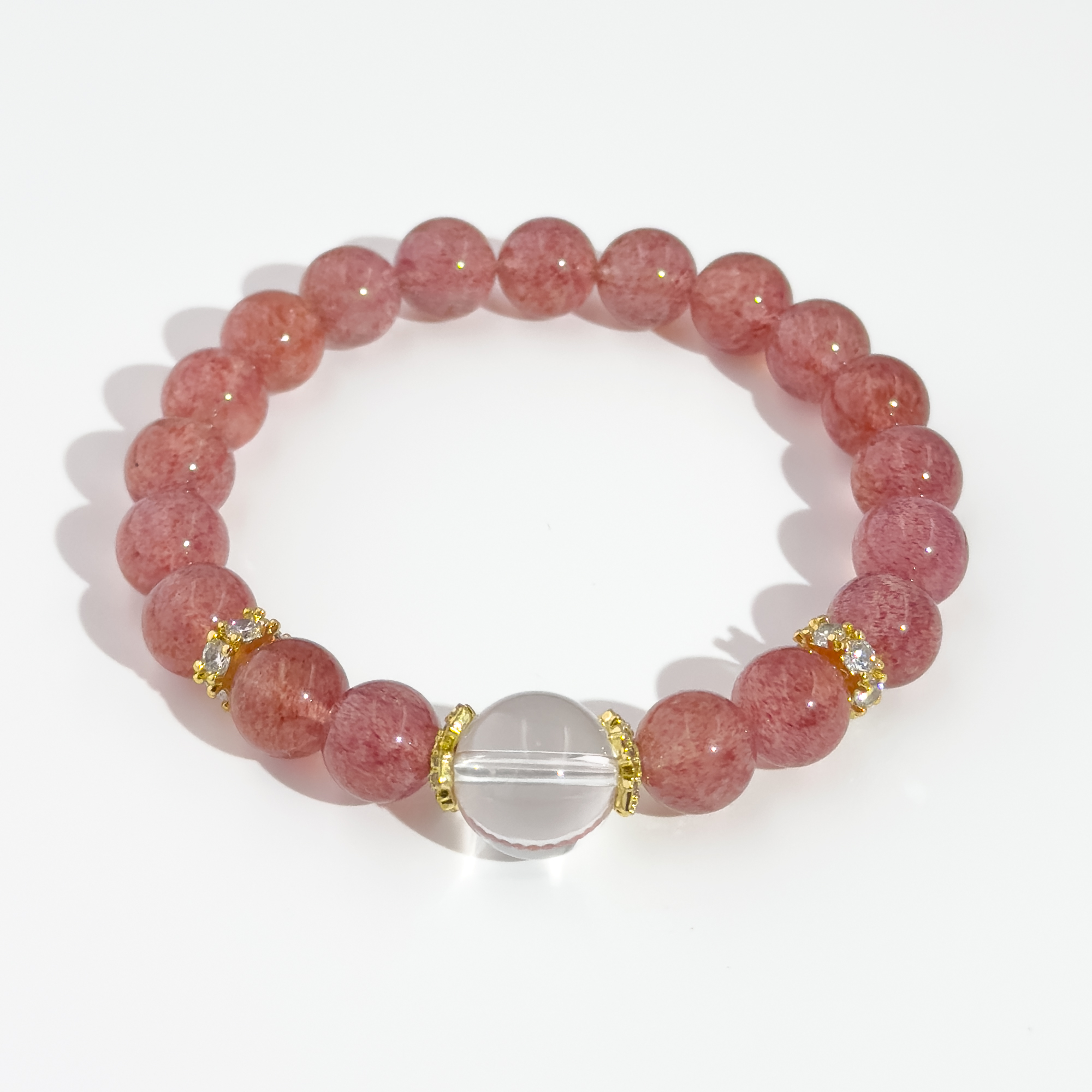 Sweet Radiance | Strawberry & Clear Quartz Bracelet - Image 2