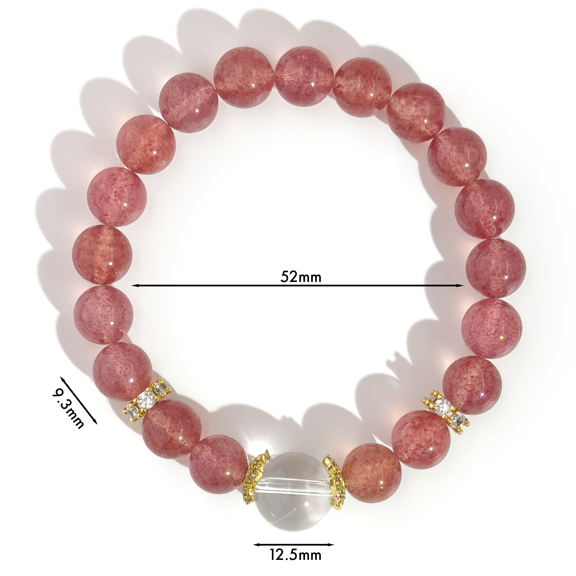 Sweet Radiance | Strawberry & Clear Quartz Bracelet - Image 3