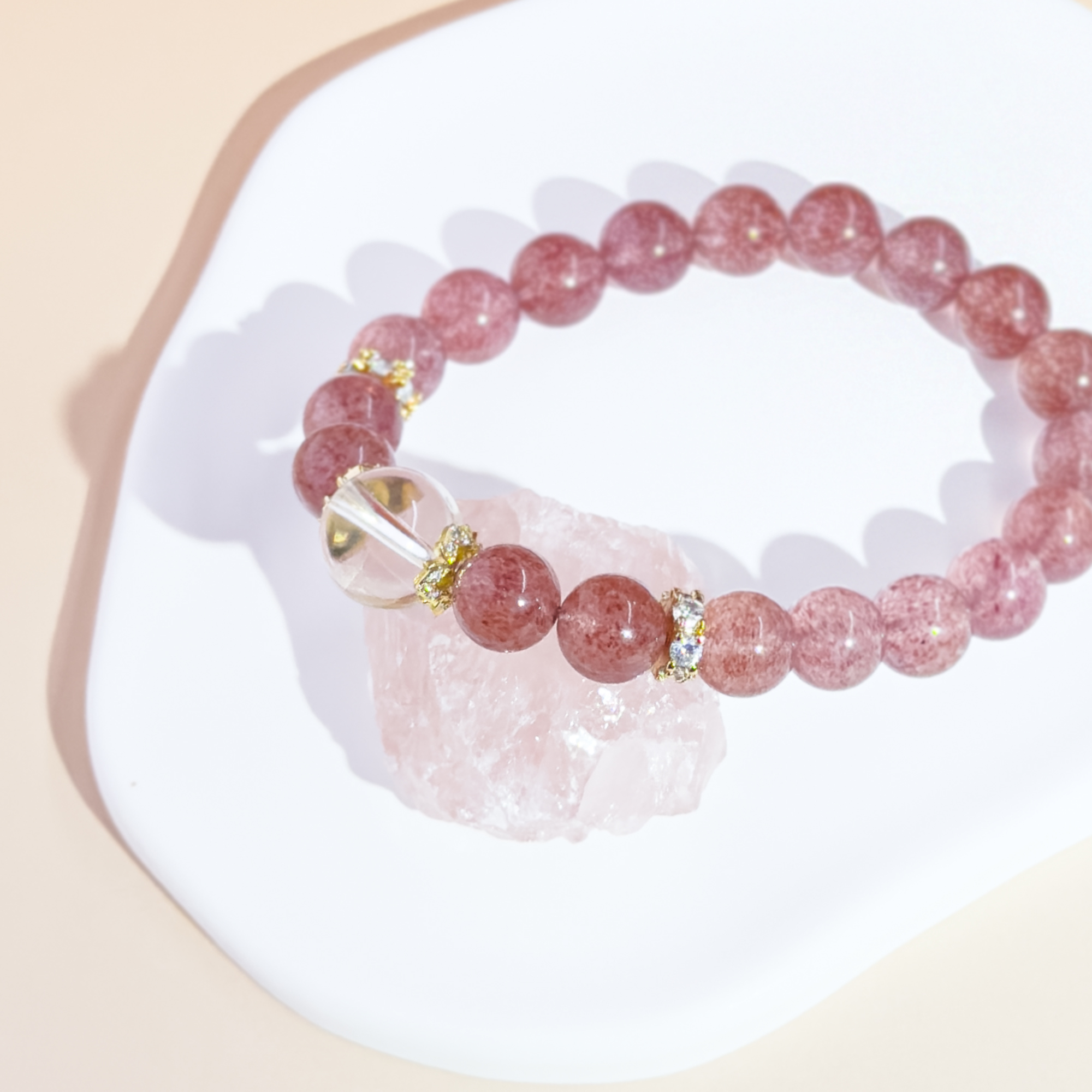 Sweet Radiance | Strawberry & Clear Quartz Bracelet - Image 6