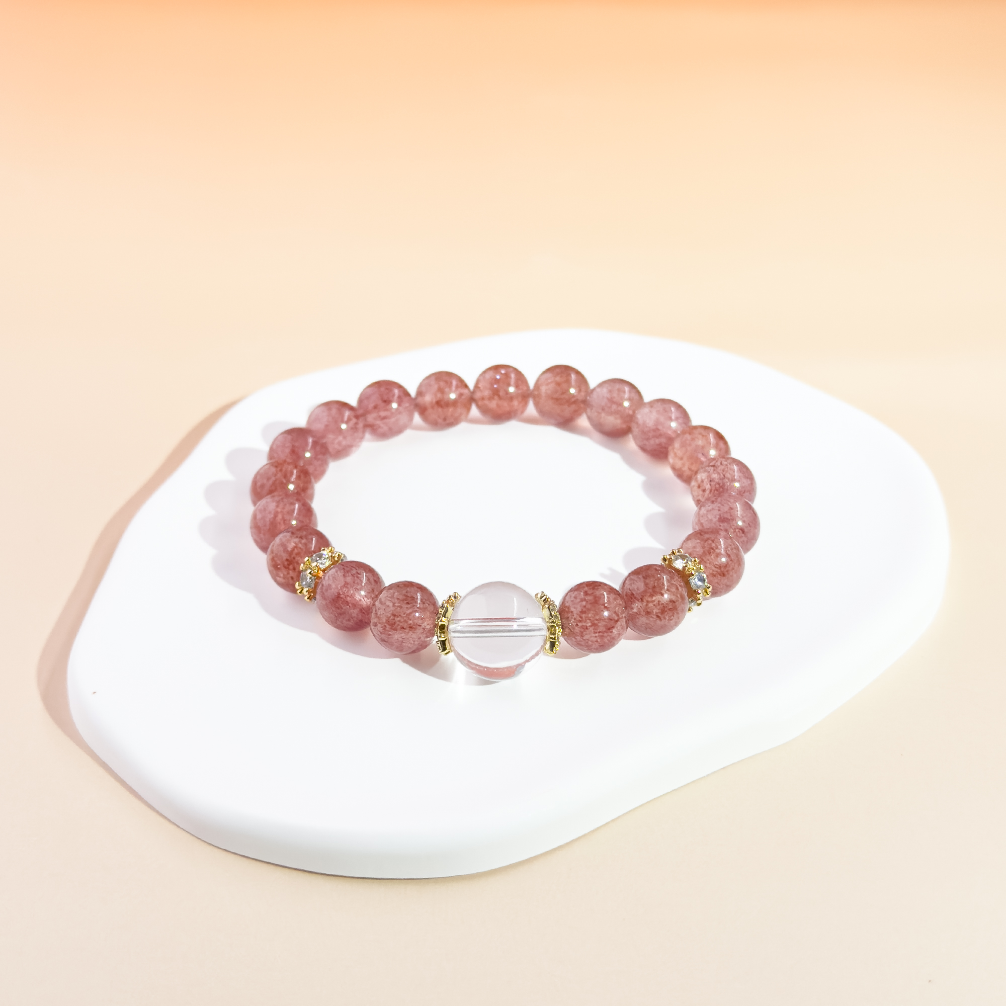 Sweet Radiance | Strawberry & Clear Quartz Bracelet - Image 5