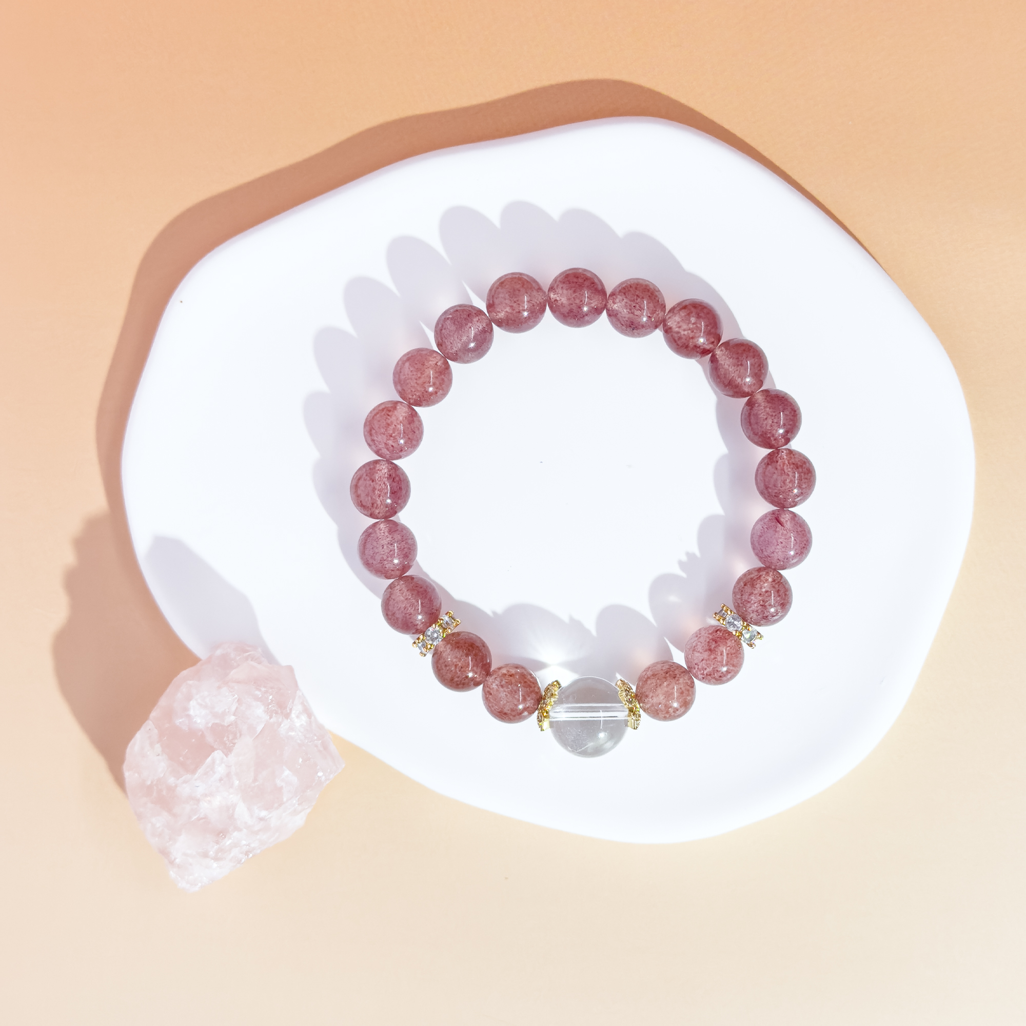 Sweet Radiance | Strawberry & Clear Quartz Bracelet - Image 4