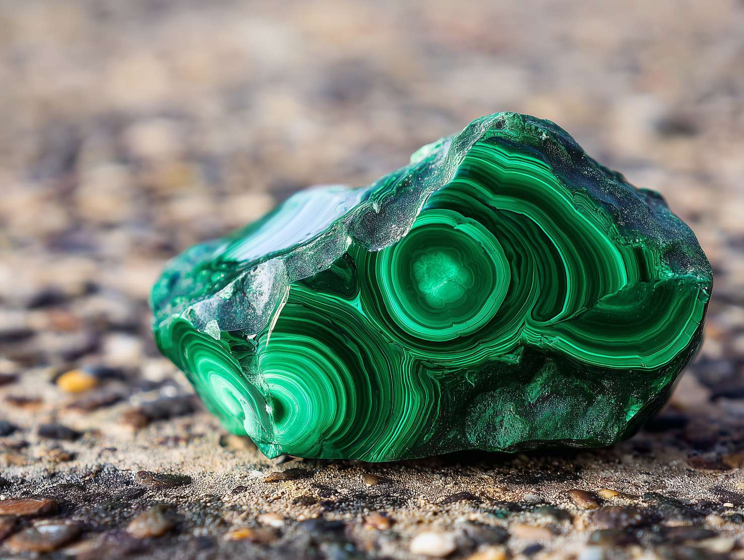 malachite crystal on the ground